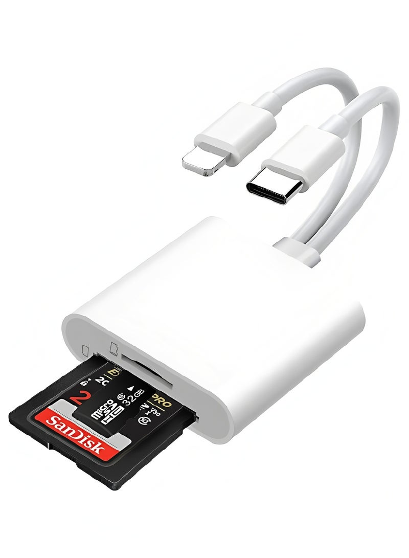 أبلينم قارئ بطاقة SD لكاميرا iPhone وiPad، قارئ بطاقة ذاكرة بفتحة مزدوجة يدعم بطاقة SD وTF، كاميرا مراقبة، محول بطاقة SD، قارئ بطاقة Micro SD محمول، التوصيل والتشغيل - Image 1